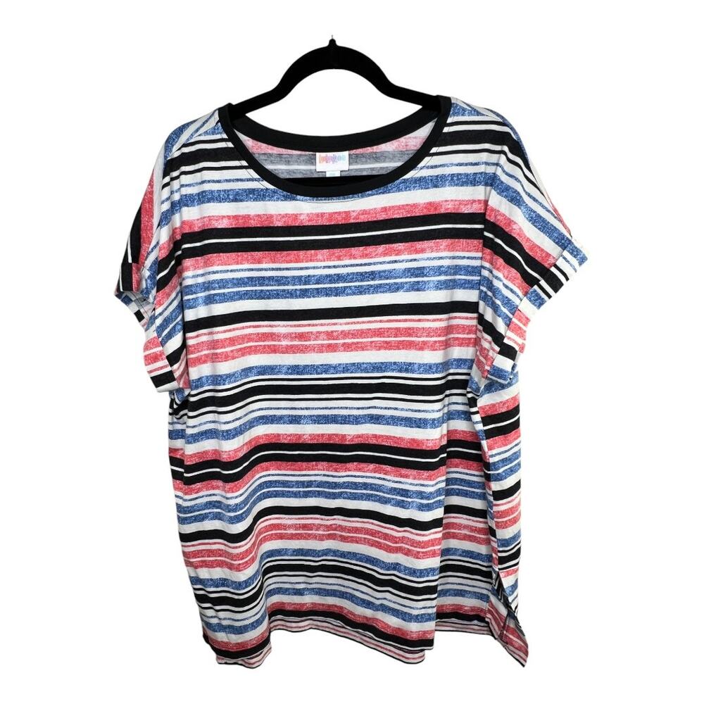 Lularoe Leah Striped Drop Shoulder Cuff Tunic Size 2XL
